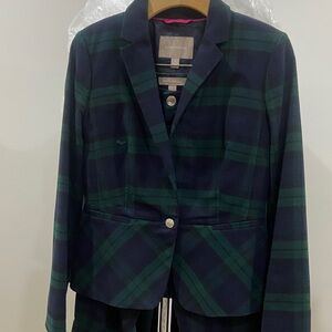 Banana Republic Navy and Green Plaid Blazer and matching pants